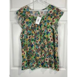 NWT- Hesed Blooming in the Summer Mixed Floral Mint Top Plus - Size 3X